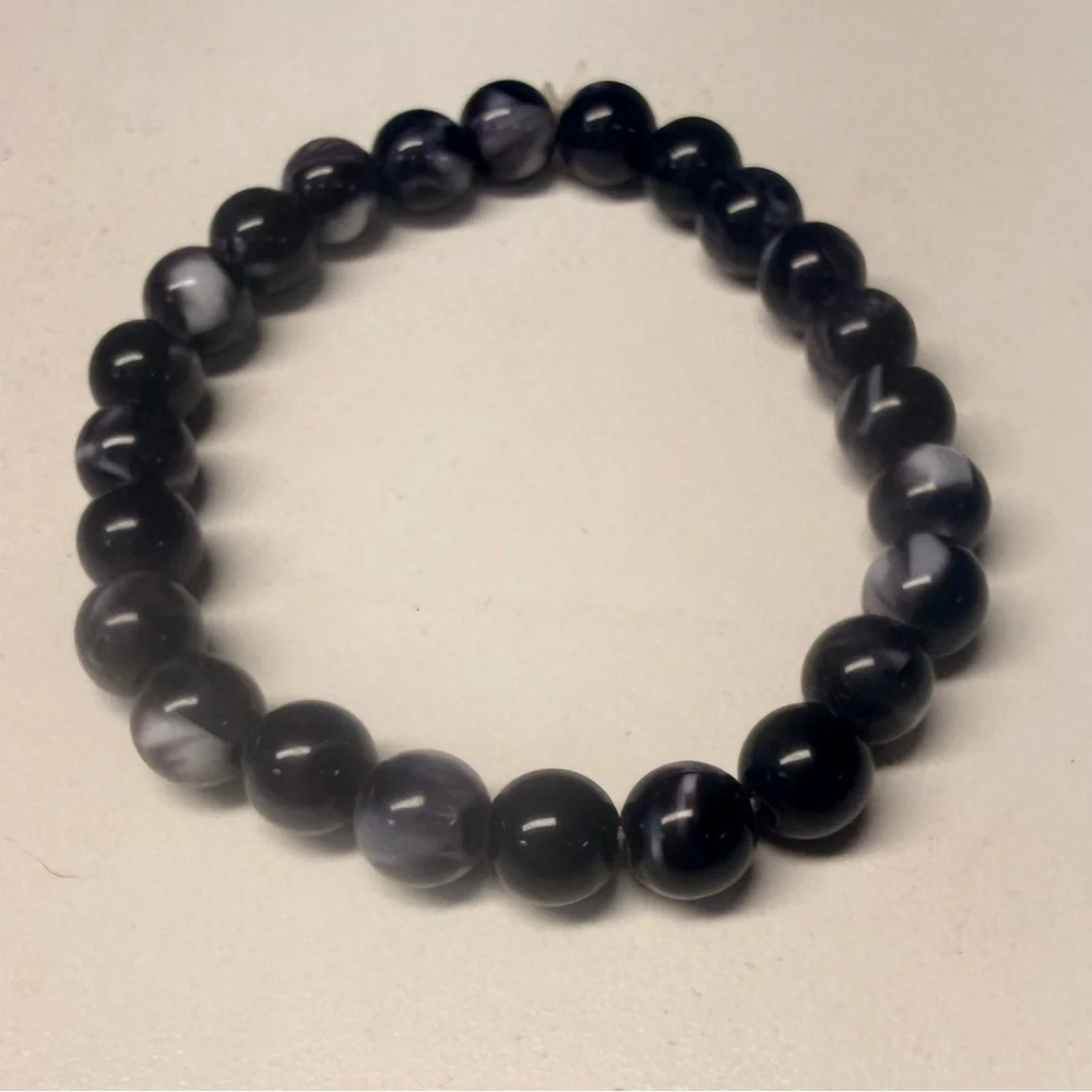 Black and White Beaded Bracelets Set  New